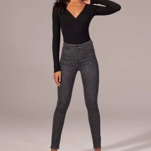 Abercrombie High Rise Super Skinny Ankle Jeans Black Grey Cheetah Size 28/6